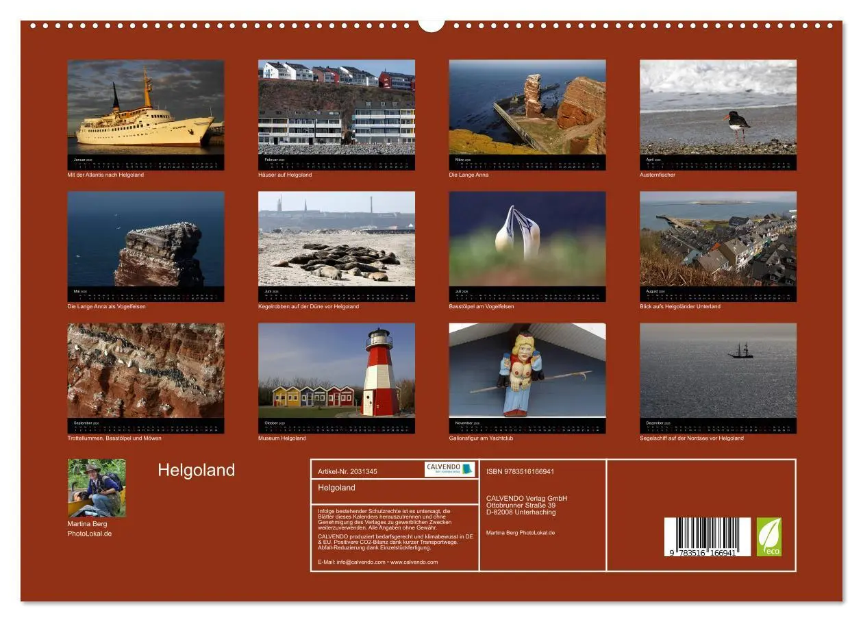 Bild: 9783516166941 | Helgoland (hochwertiger Premium Wandkalender 2026 DIN A2 quer),...