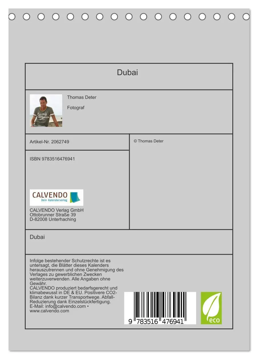 Bild: 9783516476941 | Dubai (Tischkalender 2026 DIN A5 hoch), CALVENDO Monatskalender | 2026