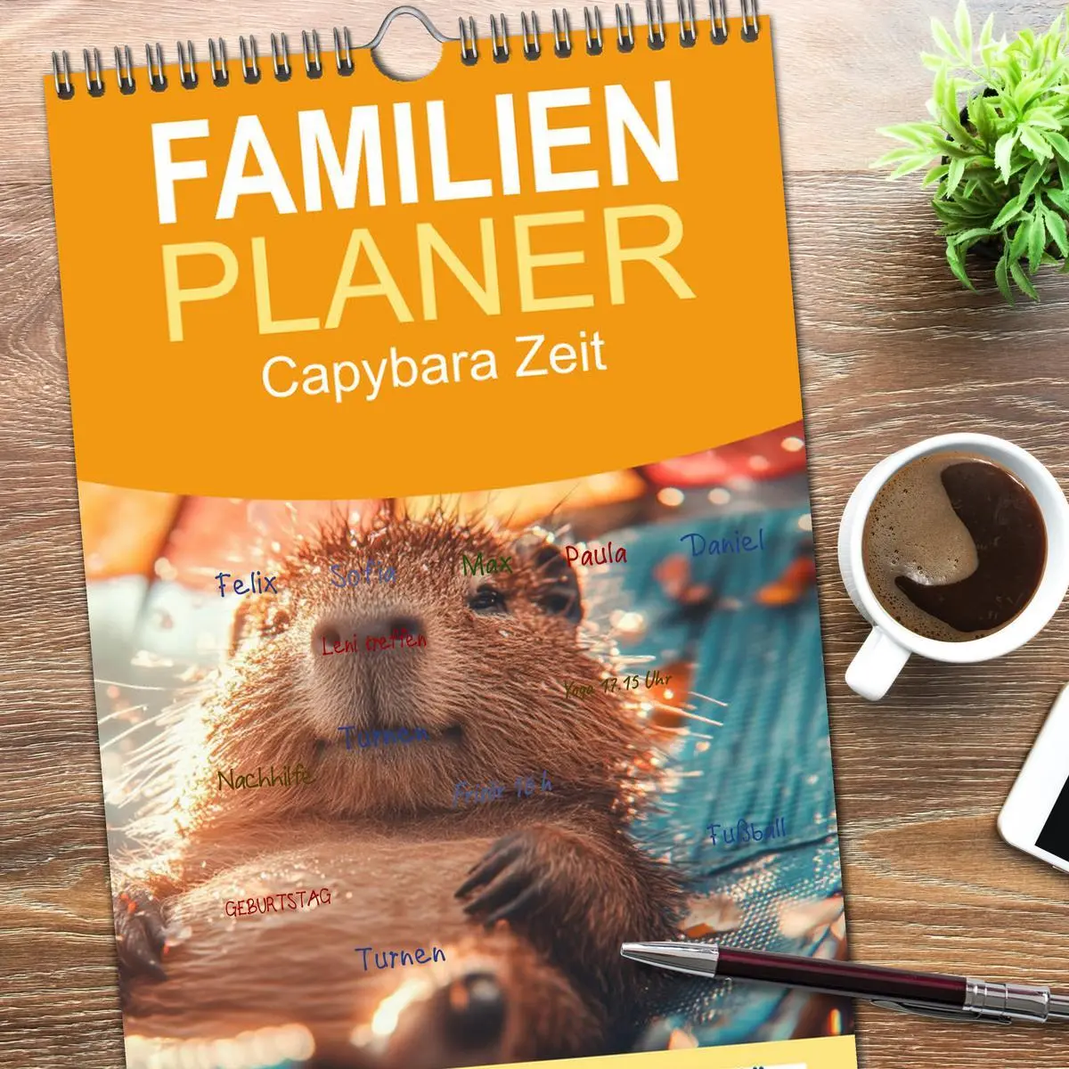 Bild: 9783516616941 | Familienplaner 2026 - Capybara Zeit mit 5 Spalten (Wandkalender, 21...