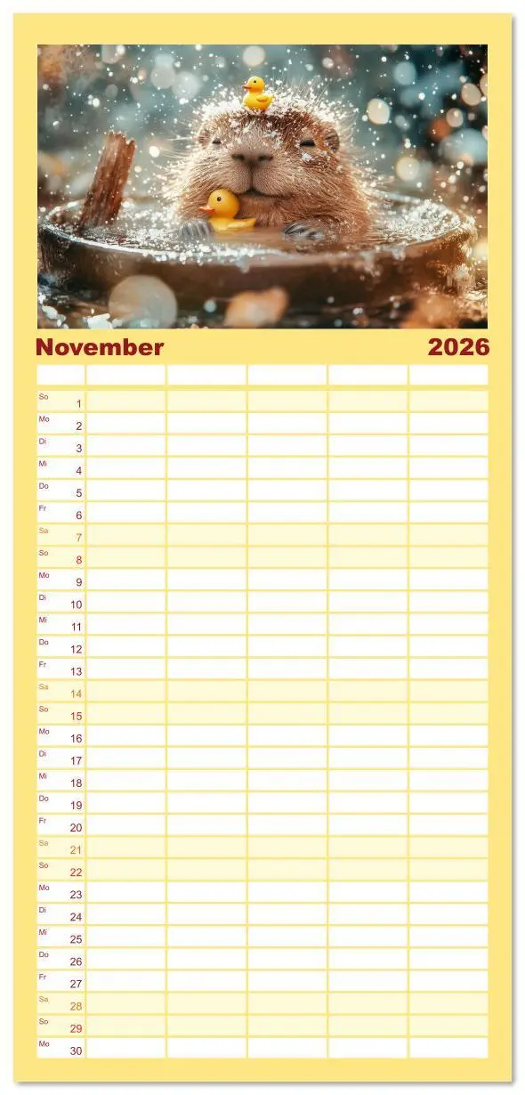 Bild: 9783516616941 | Familienplaner 2026 - Capybara Zeit mit 5 Spalten (Wandkalender, 21...