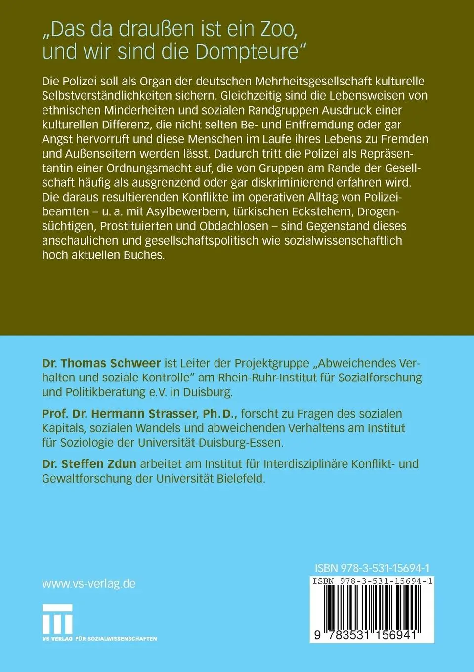 Rückseite: 9783531156941 | "Das da draußen ist ein Zoo, und wir sind die Dompteure" | Taschenbuch
