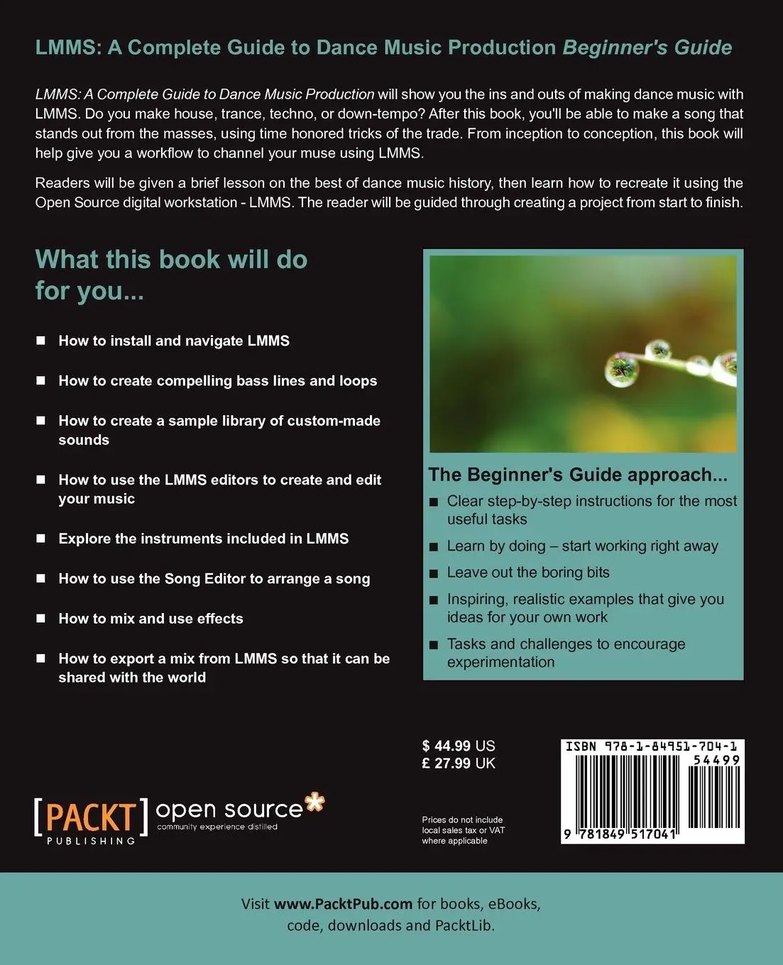 Rückseite: 9781849517041 | Lmms | A Complete Guide to Dance Music Production | David Earl | Buch
