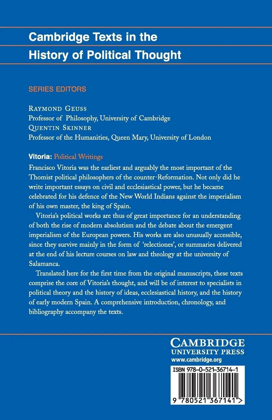 Rückseite: 9780521367141 | Vitoria | Political Writings | Francisco De Vitoria | Taschenbuch