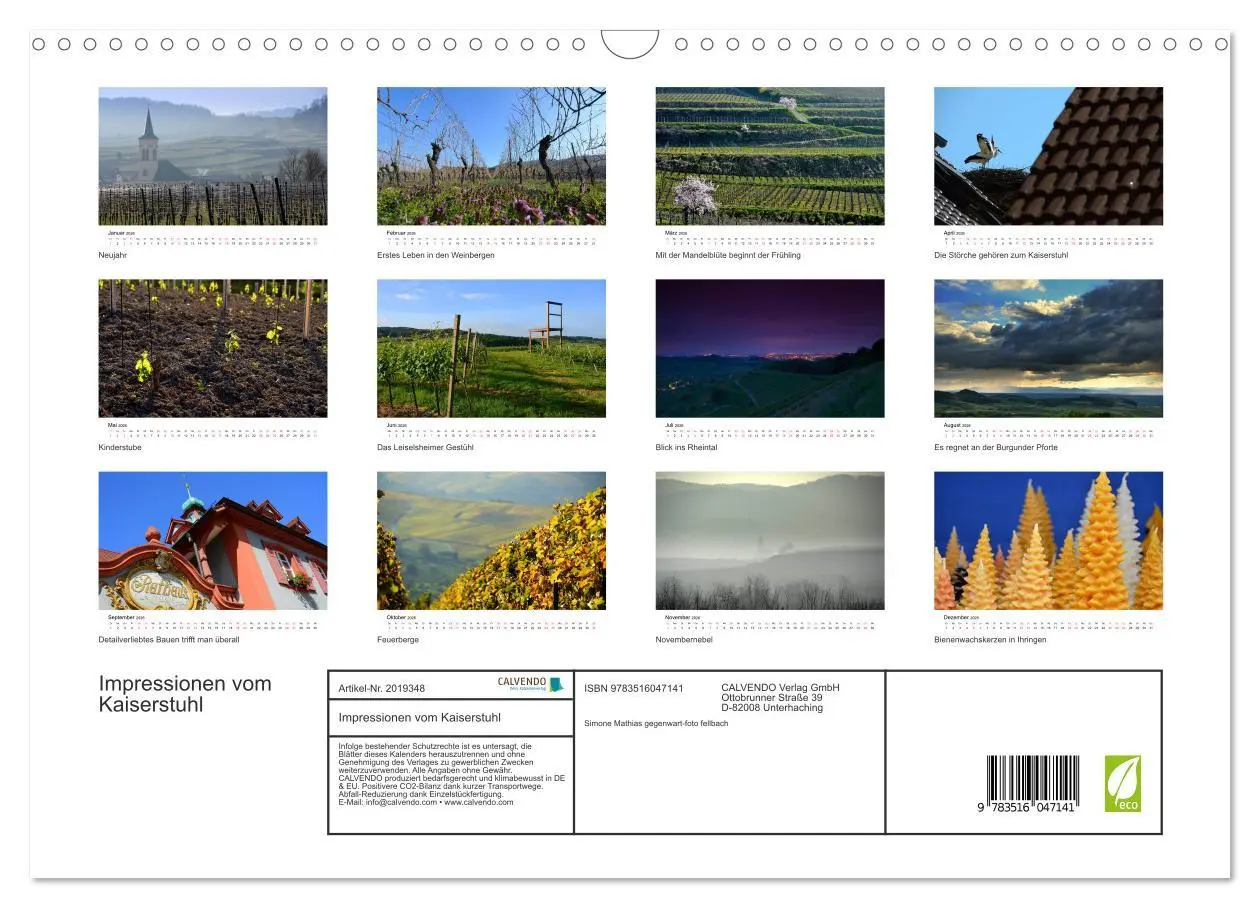 Bild: 9783516047141 | Impressionen vom Kaiserstuhl (Wandkalender 2026 DIN A3 quer),...