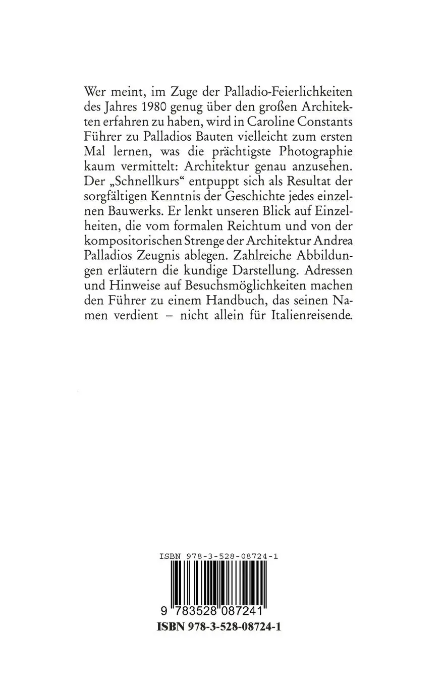 Rückseite: 9783528087241 | Der Palladio-Führer | Andrea Palladio (u. a.) | Taschenbuch | 147 S.