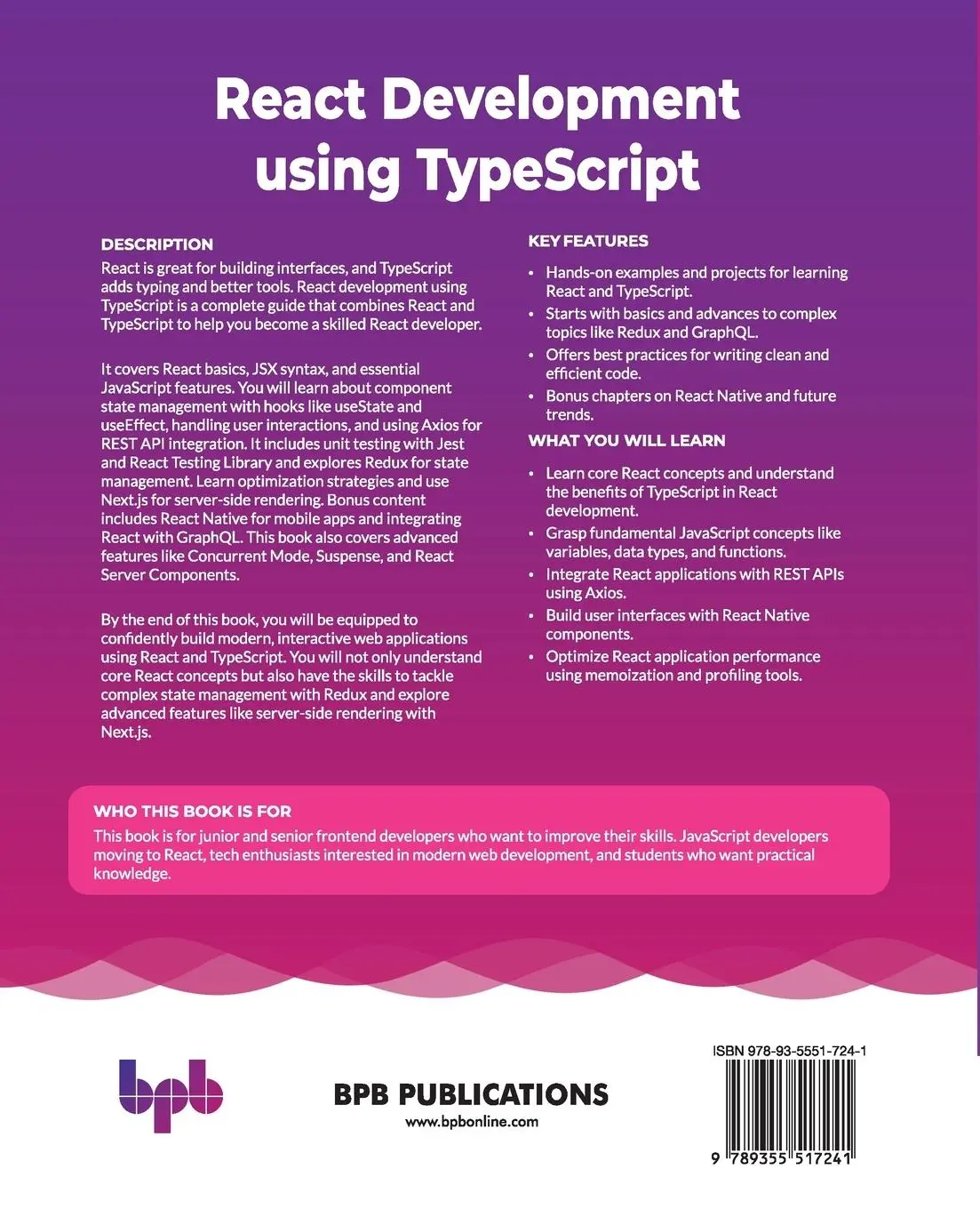 Rückseite: 9789355517241 | React Development using TypeScript | Ketan Agnihotri (u. a.) | Buch