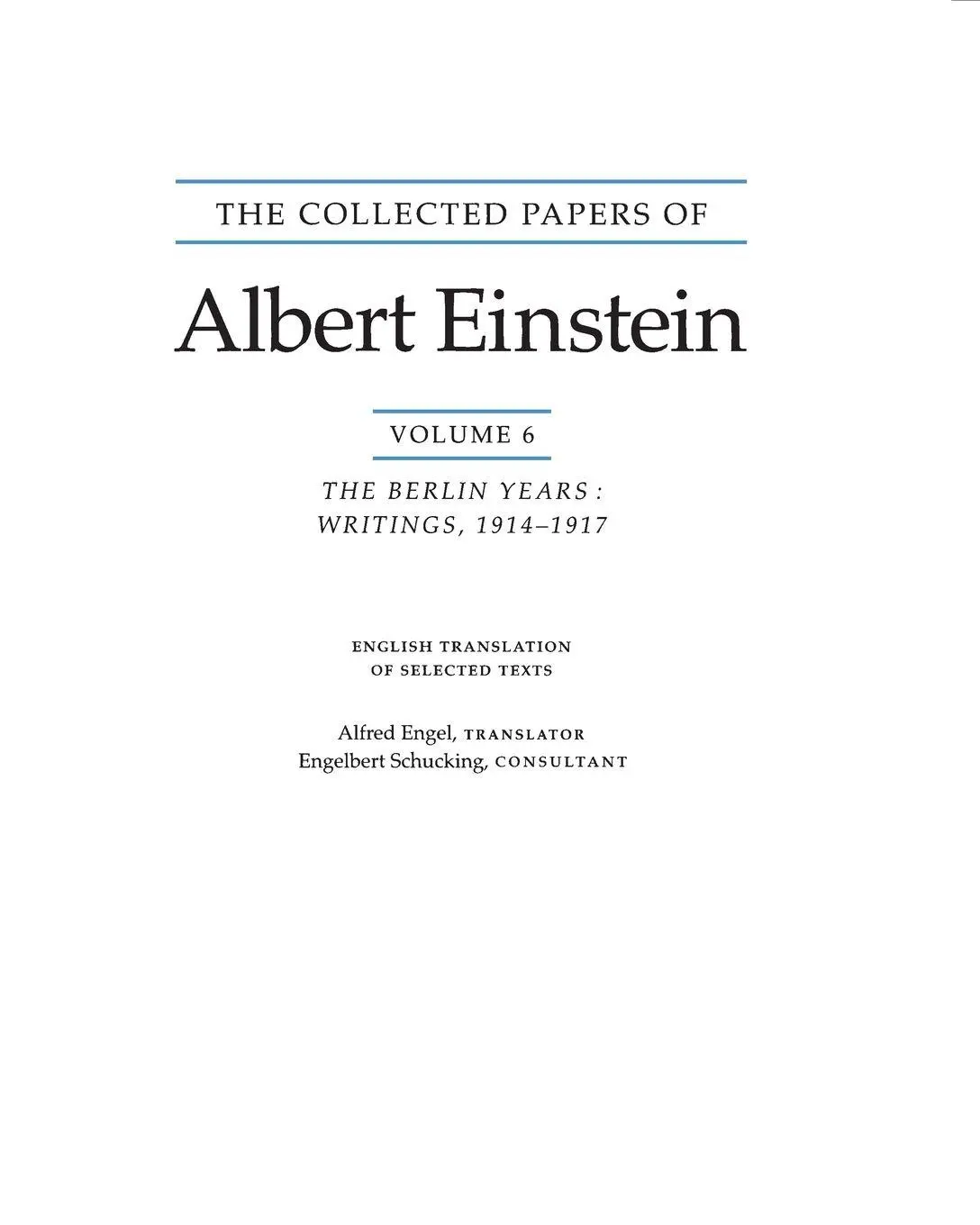 Cover: 9780691017341 | The Collected Papers of Albert Einstein, Volume 6 (English) | Einstein