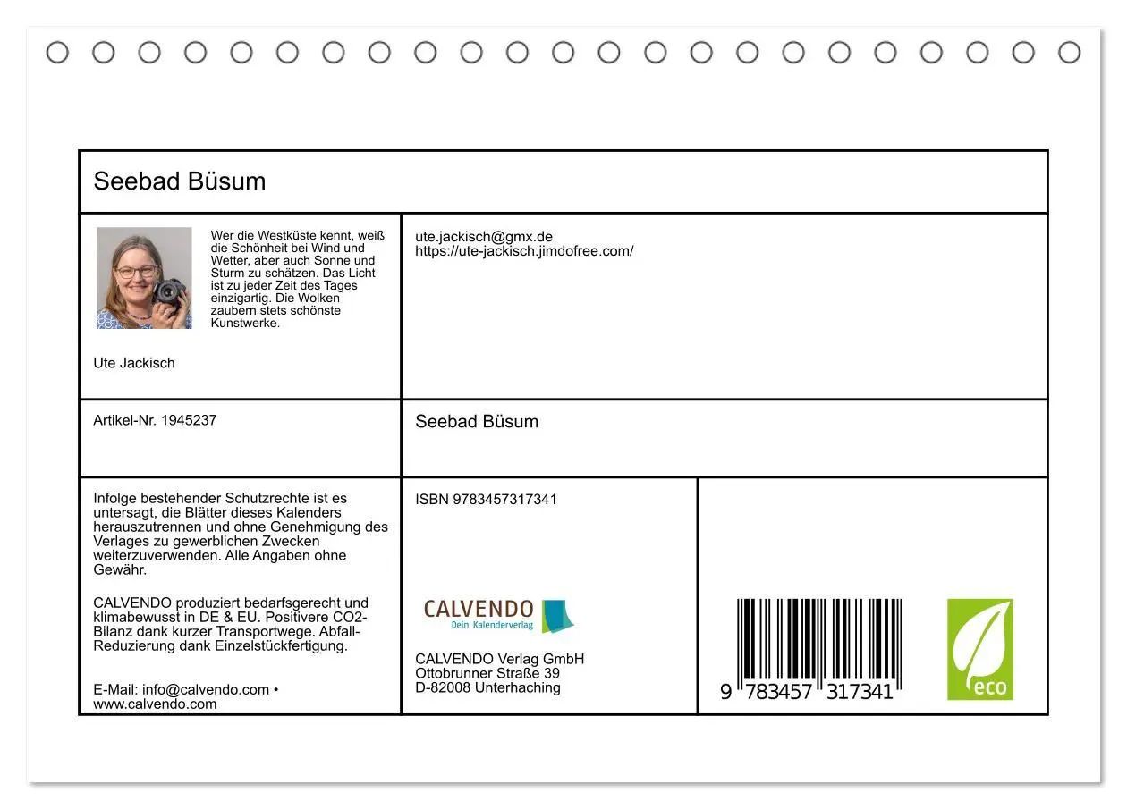 Bild: 9783457317341 | Seebad Büsum (Tischkalender 2026 DIN A5 quer), CALVENDO Monatskalender