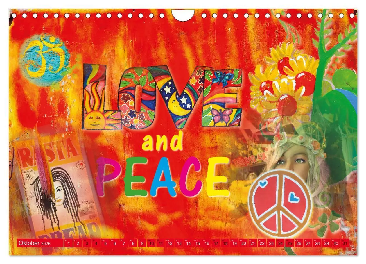 Bild: 9783457547441 | Love and Peace Liebe und Frieden (Wandkalender 2026 DIN A4 quer),...