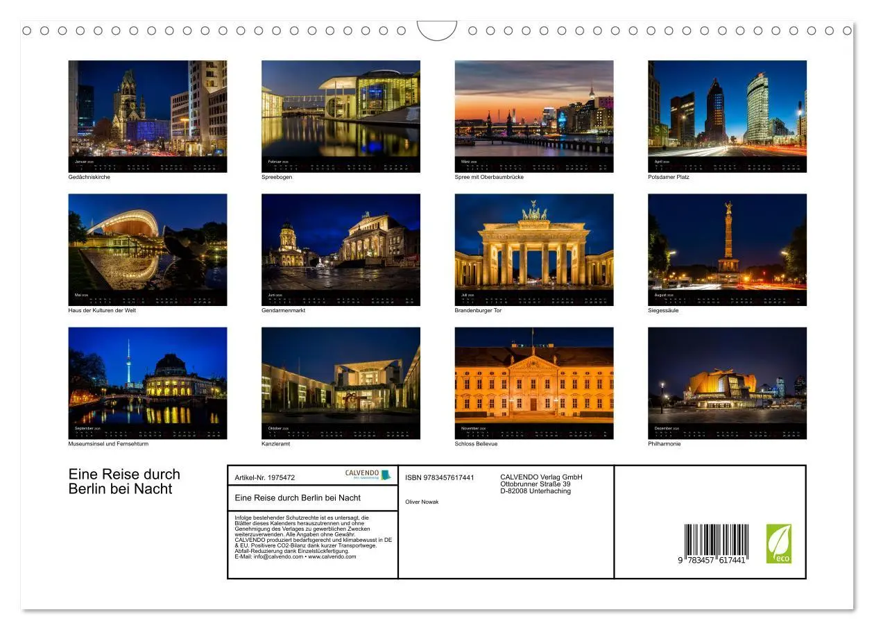 Bild: 9783457617441 | Eine Reise durch Berlin bei Nacht (Wandkalender 2026 DIN A3 quer),...
