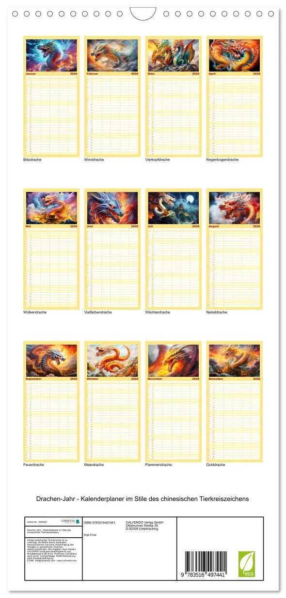 Bild: 9783516497441 | Familienplaner 2026 - Drachen-Jahr - Kalenderplaner im Stile des...