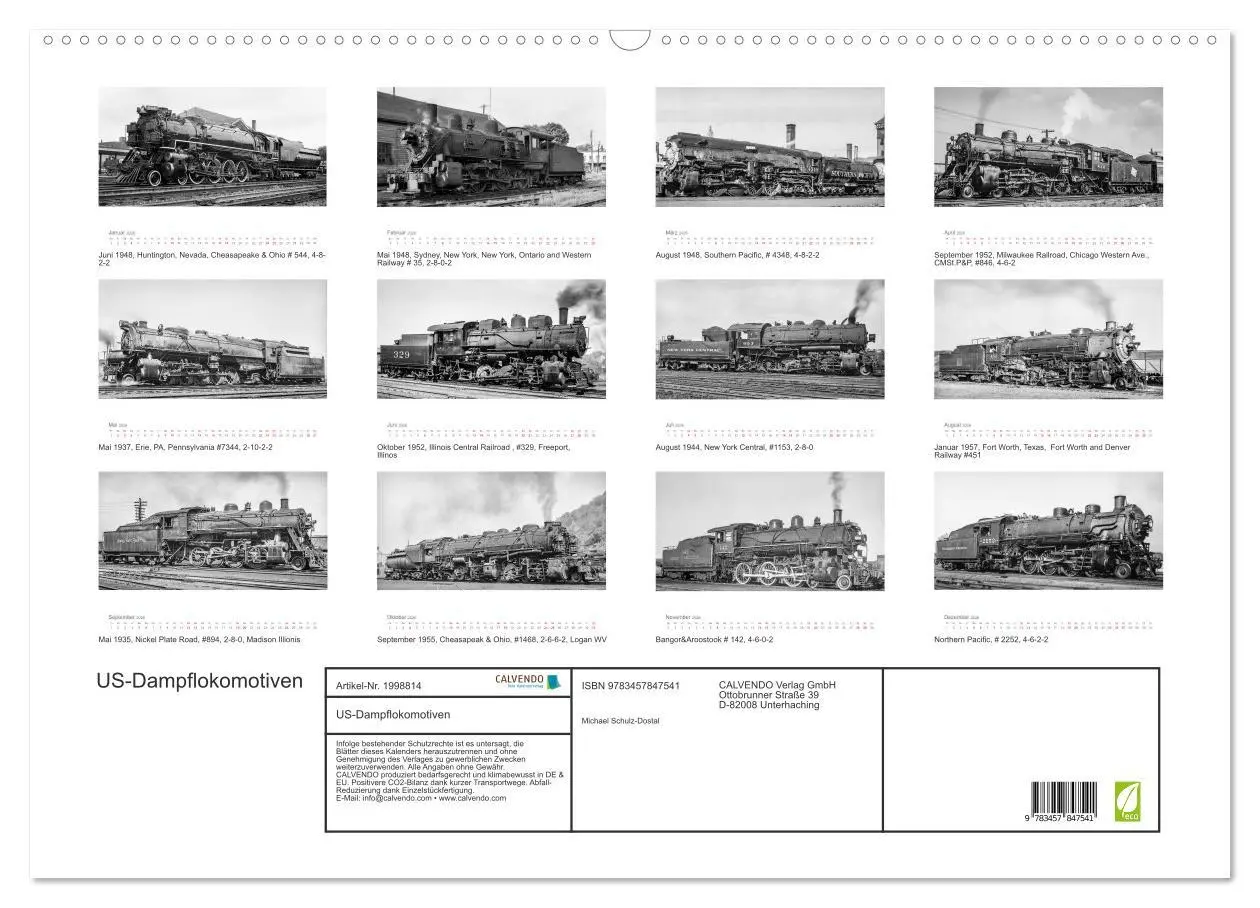 Bild: 9783457847541 | US-Dampflokomotiven (Wandkalender 2026 DIN A2 quer), CALVENDO...