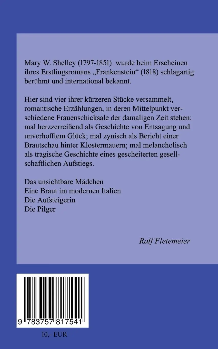 Rückseite: 9783757817541 | Das unsichtbare Mädchen | Romantische Kurzgeschichten | Taschenbuch