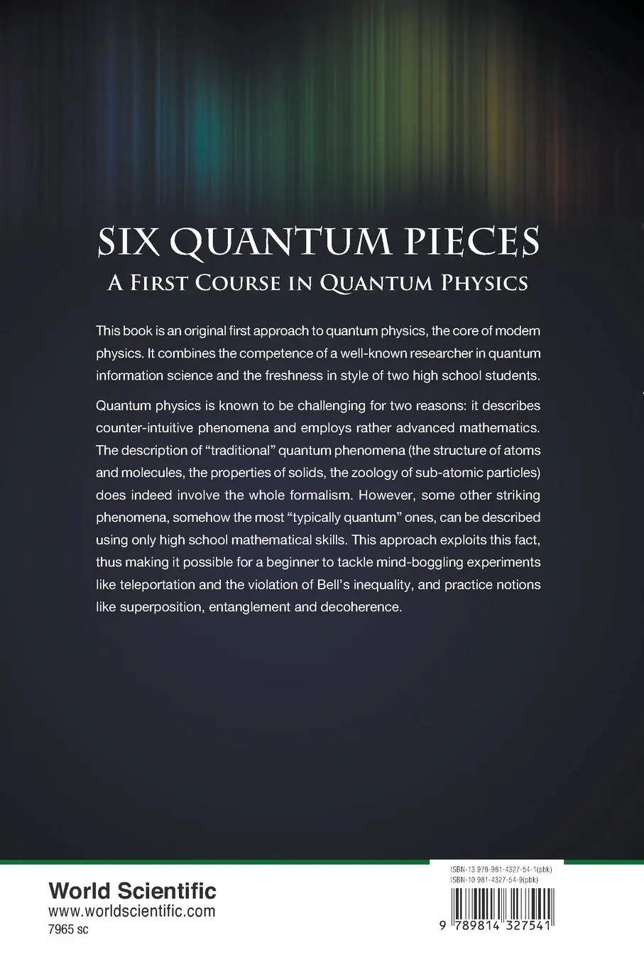 Rückseite: 9789814327541 | SIX QUANTUM PIECES | Lynn Chua &amp; Shi Yang Valerio Scarani | Buch