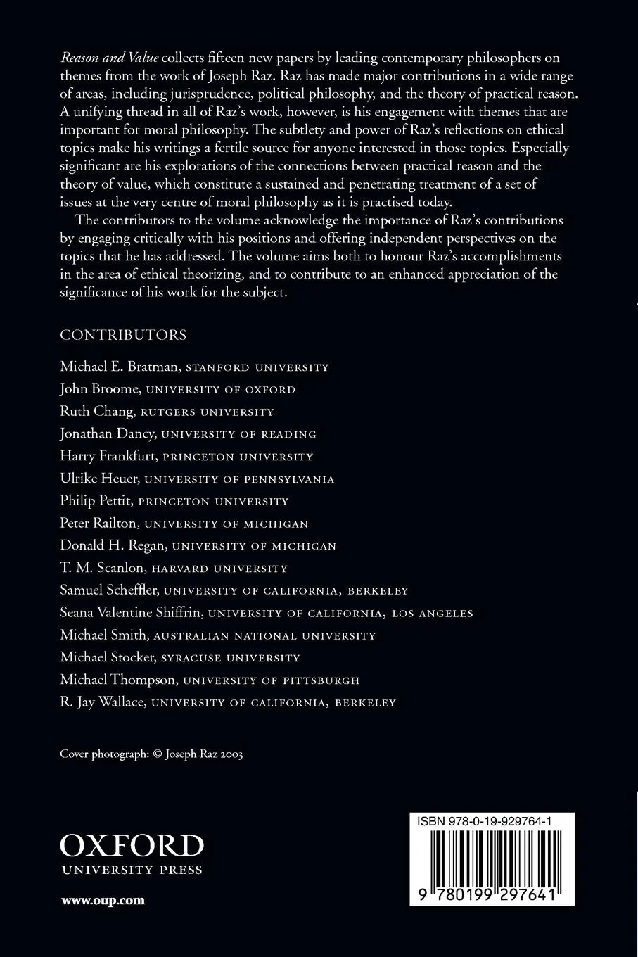 Rückseite: 9780199297641 | Reason and Value | Themes from the Moral Philosophy of Joseph Raz