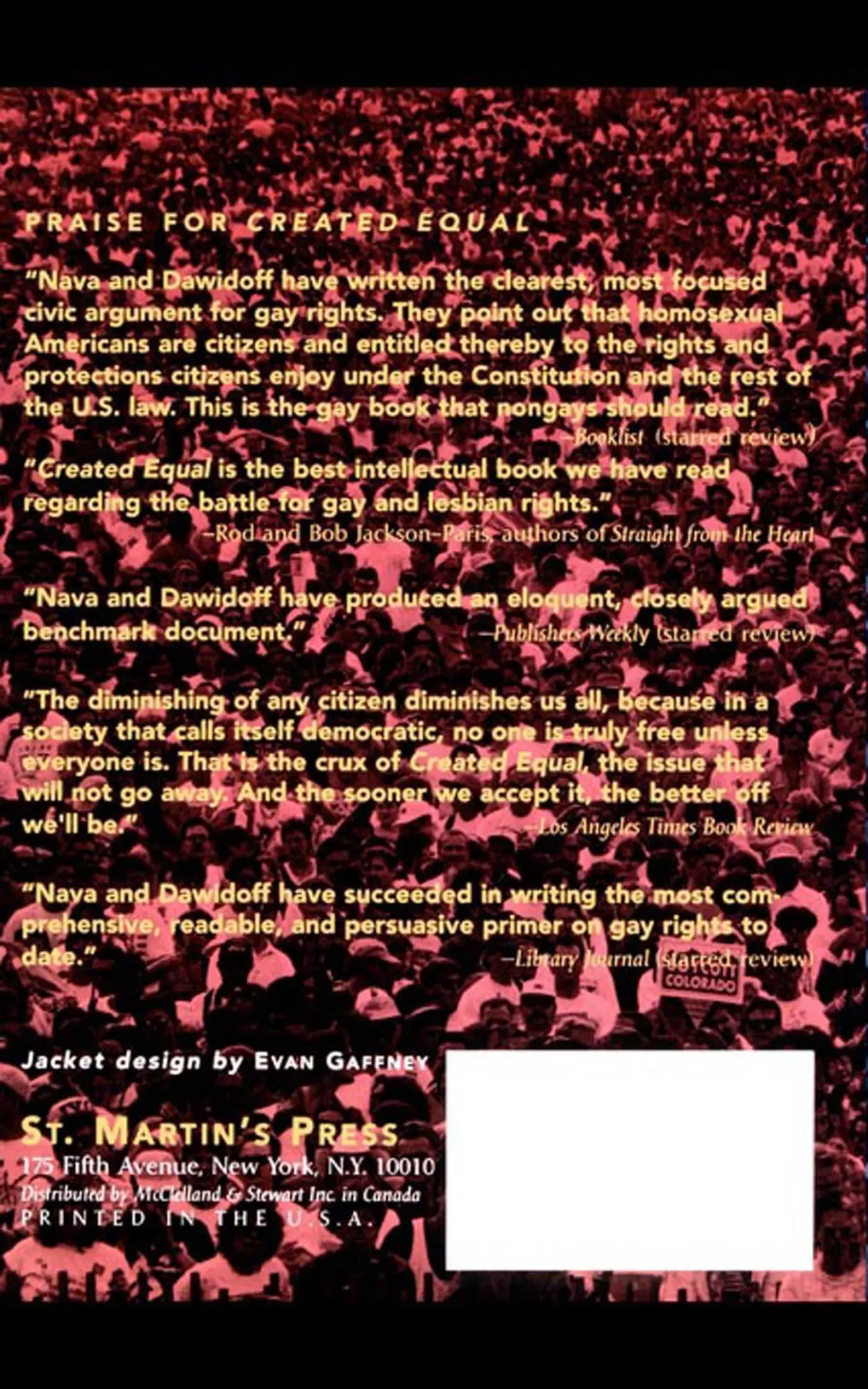 Rückseite: 9780312117641 | Created Equal | Why Gay Rights Matter to America | Michael Nava | Buch