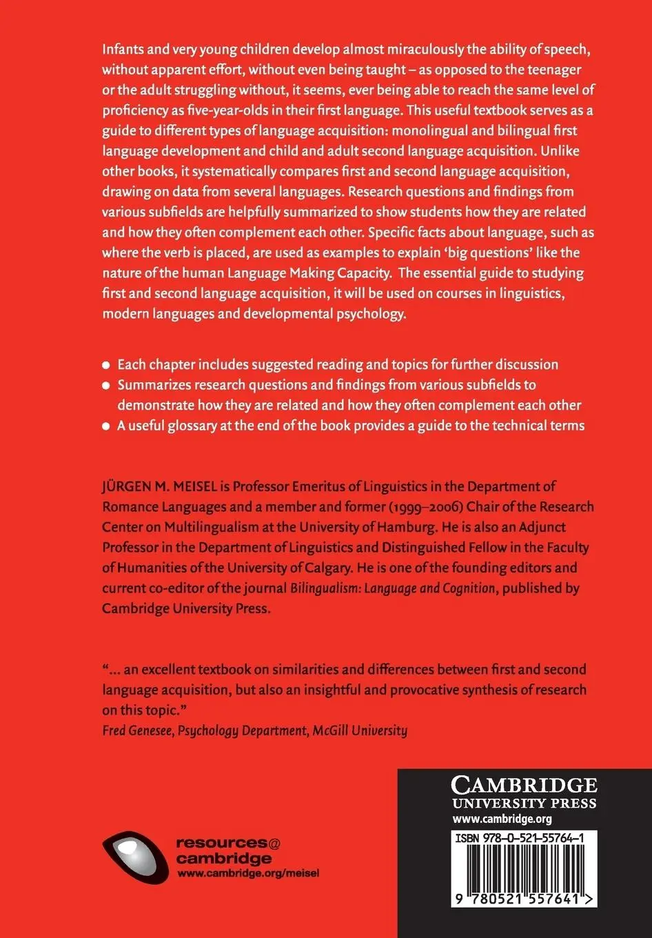Rückseite: 9780521557641 | First and Second Language Acquisition | Jürgen M. Meisel | Taschenbuch