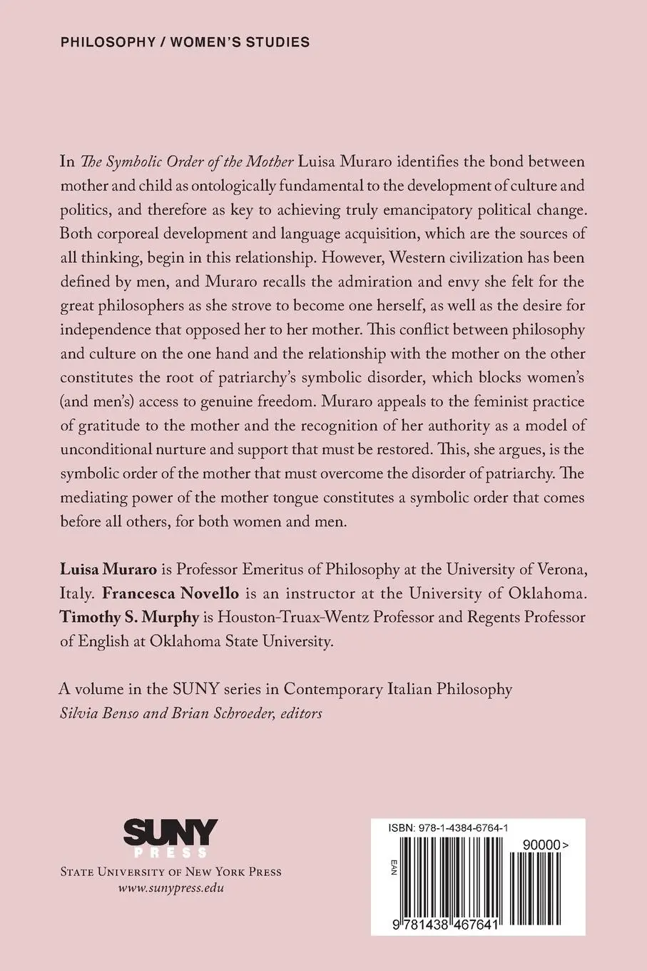 Rückseite: 9781438467641 | The Symbolic Order of the Mother | Luisa Muraro | Taschenbuch | 2019