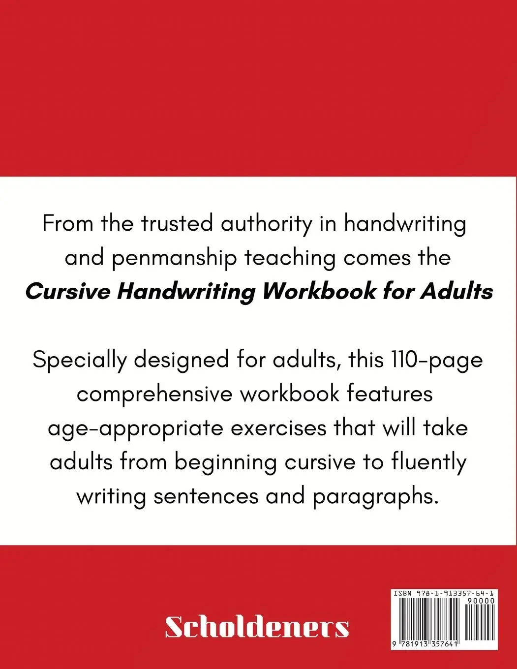 Rückseite: 9781913357641 | Cursive Handwriting Workbook for Adults | Scholdeners | Taschenbuch
