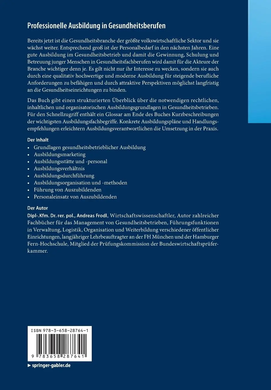 Rückseite: 9783658287641 | Professionelle Ausbildung in Gesundheitsberufen | Andreas Frodl | Buch