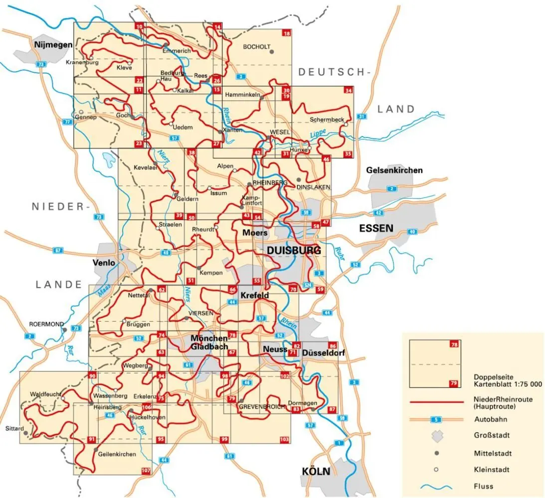 Bild: 9783870737641 | BVA Kompakt-Spiralo Die NiederRheinroute, Radwanderkarte | Taschenbuch