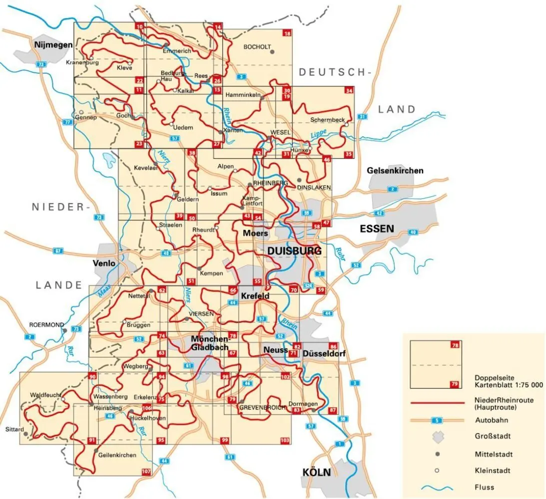 Bild: 9783870737641 | BVA Kompakt-Spiralo Die NiederRheinroute, Radwanderkarte | Taschenbuch