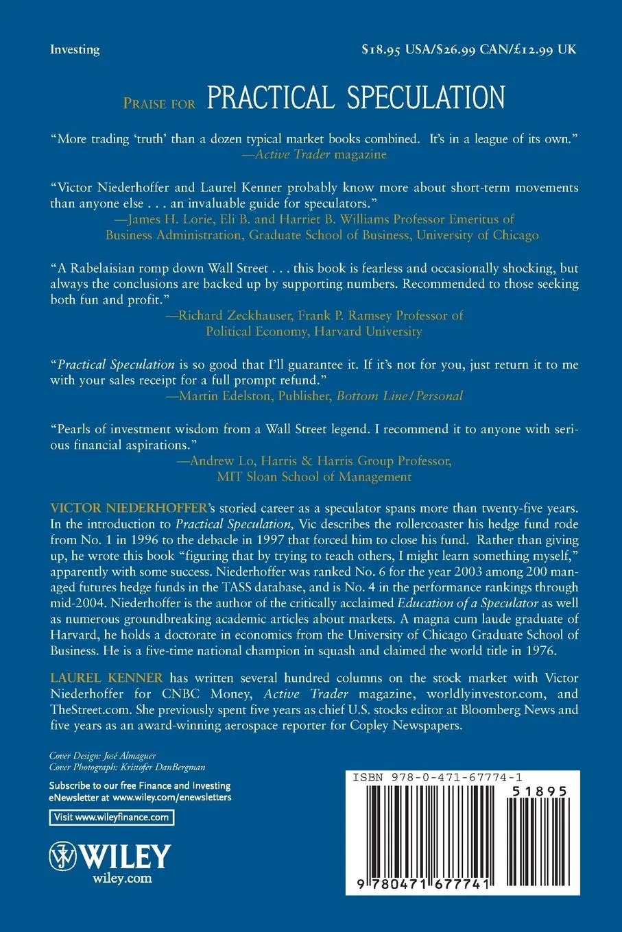 Rückseite: 9780471677741 | Practical Speculation | Victor Niederhoffer (u. a.) | Taschenbuch