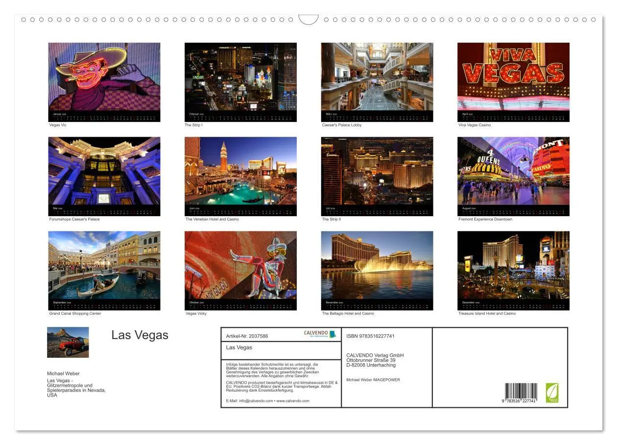 Bild: 9783516227741 | Las Vegas (Wandkalender 2026 DIN A2 quer), CALVENDO Monatskalender