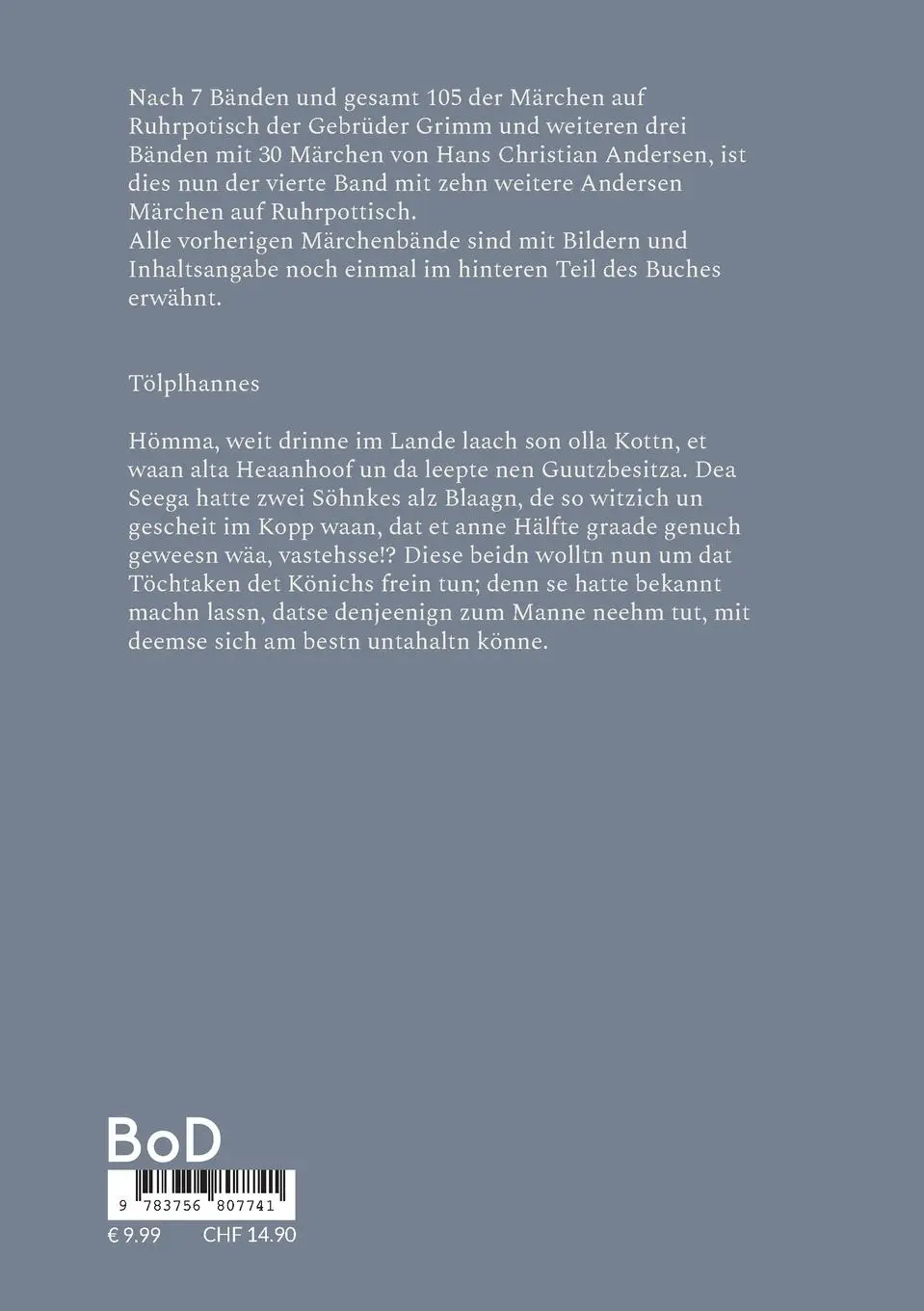Rückseite: 9783756807741 | Märchen auf Ruhrpottisch | Band 11 | Michael Göbel | Taschenbuch