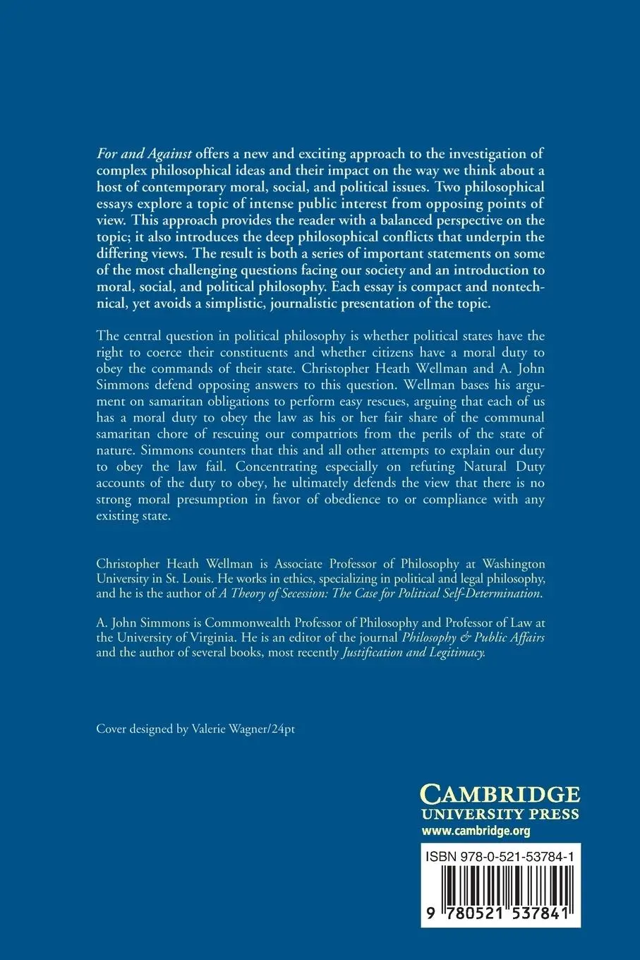 Rückseite: 9780521537841 | Is There a Duty to Obey the Law? | Christopher Wellman (u. a.) | Buch