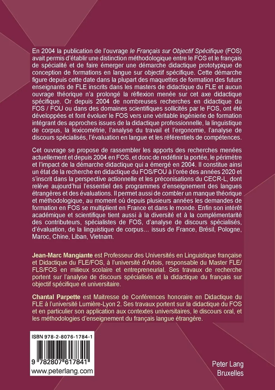 Rückseite: 9782807617841 | Le FOS aujourd'hui | Chantal Parpette (u. a.) | Taschenbuch | 538 S.