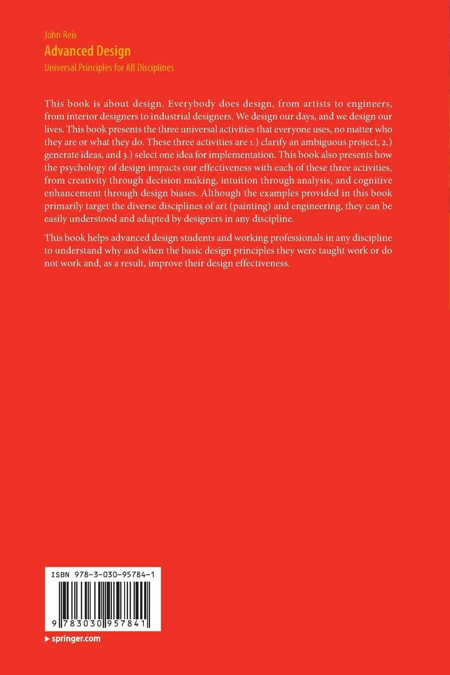 Rückseite: 9783030957841 | Advanced Design | Universal Principles for All Disciplines | John Reis