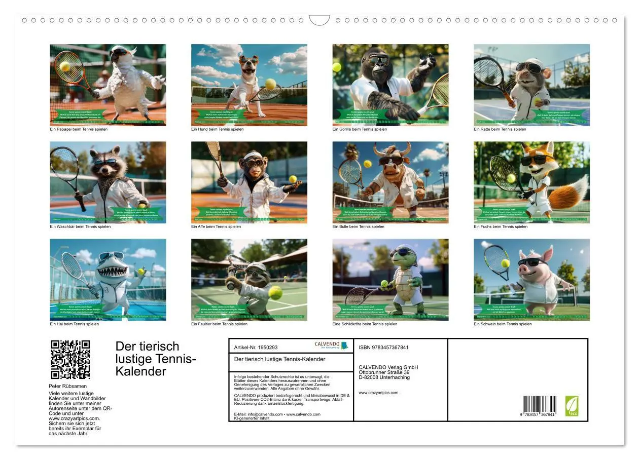 Bild: 9783457367841 | Der tierisch lustige Tennis-Kalender (Wandkalender 2026 DIN A2...