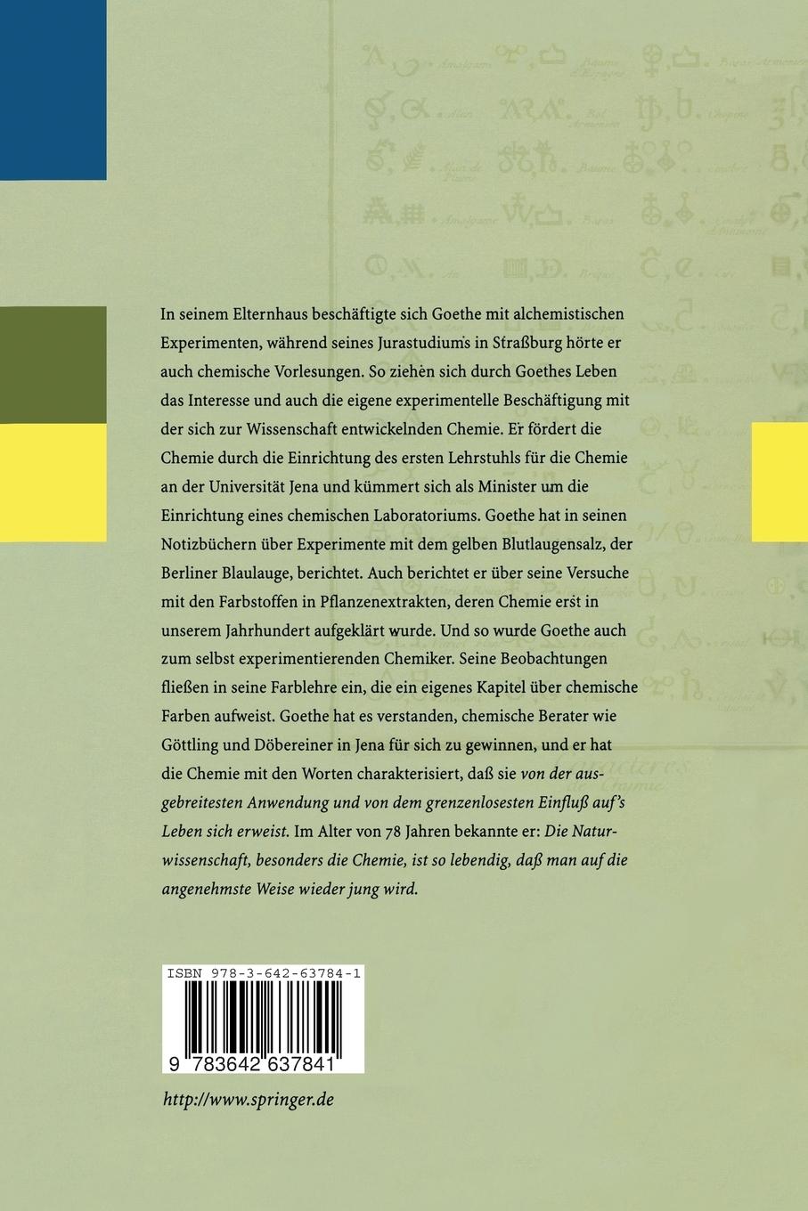Rückseite: 9783642637841 | Goethe als Chemiker | Georg Schwedt | Taschenbuch | viii | Deutsch