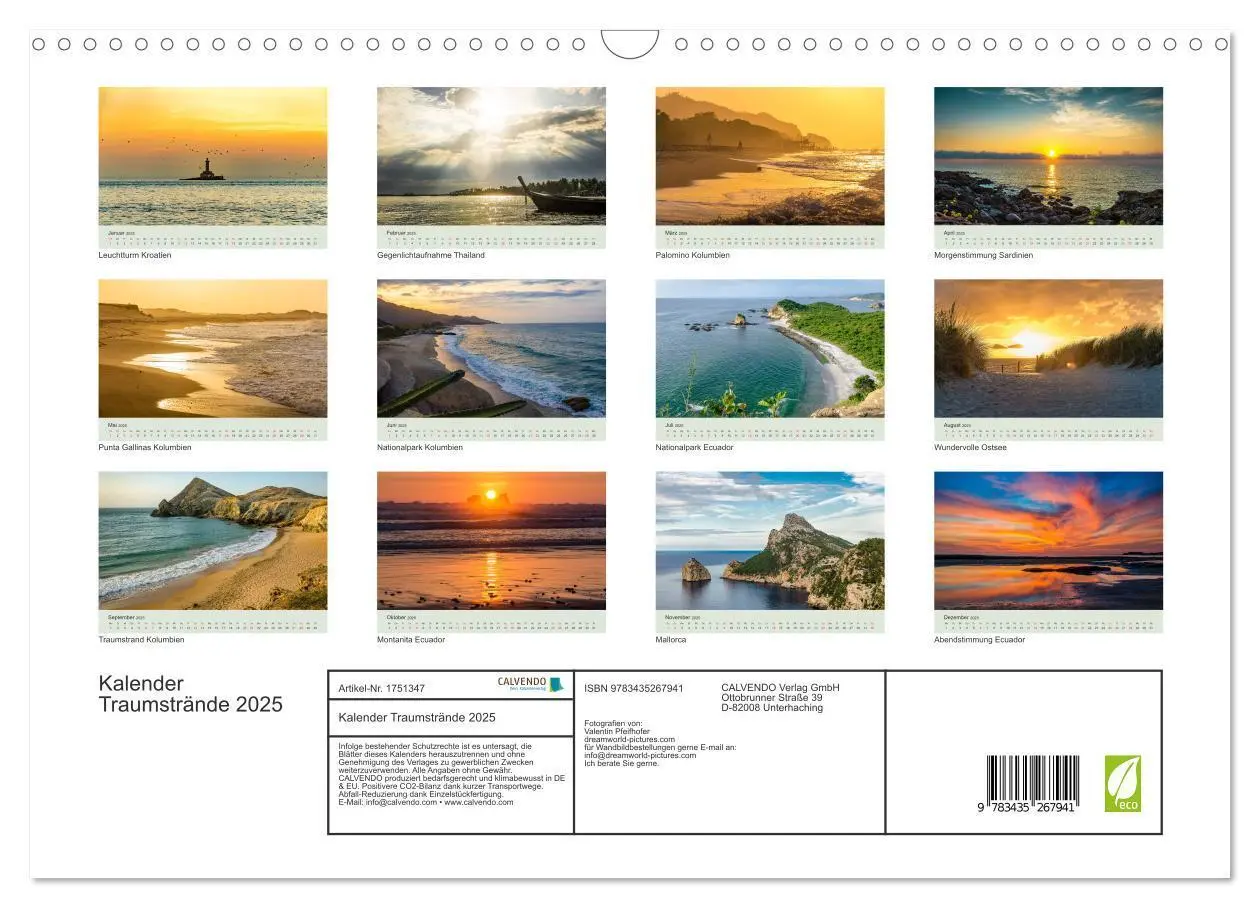 Bild: 9783435267941 | Kalender Traumstrände 2025 (Wandkalender 2025 DIN A3 quer),...