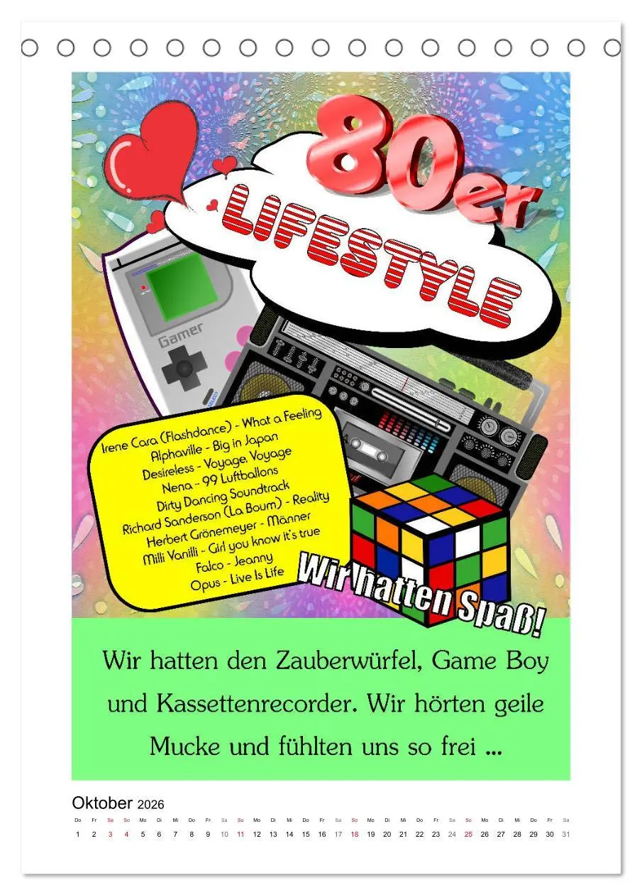 Bild: 9783516377941 | Die coolen 80er. Schön war die Zeit! (Tischkalender 2026 DIN A5...