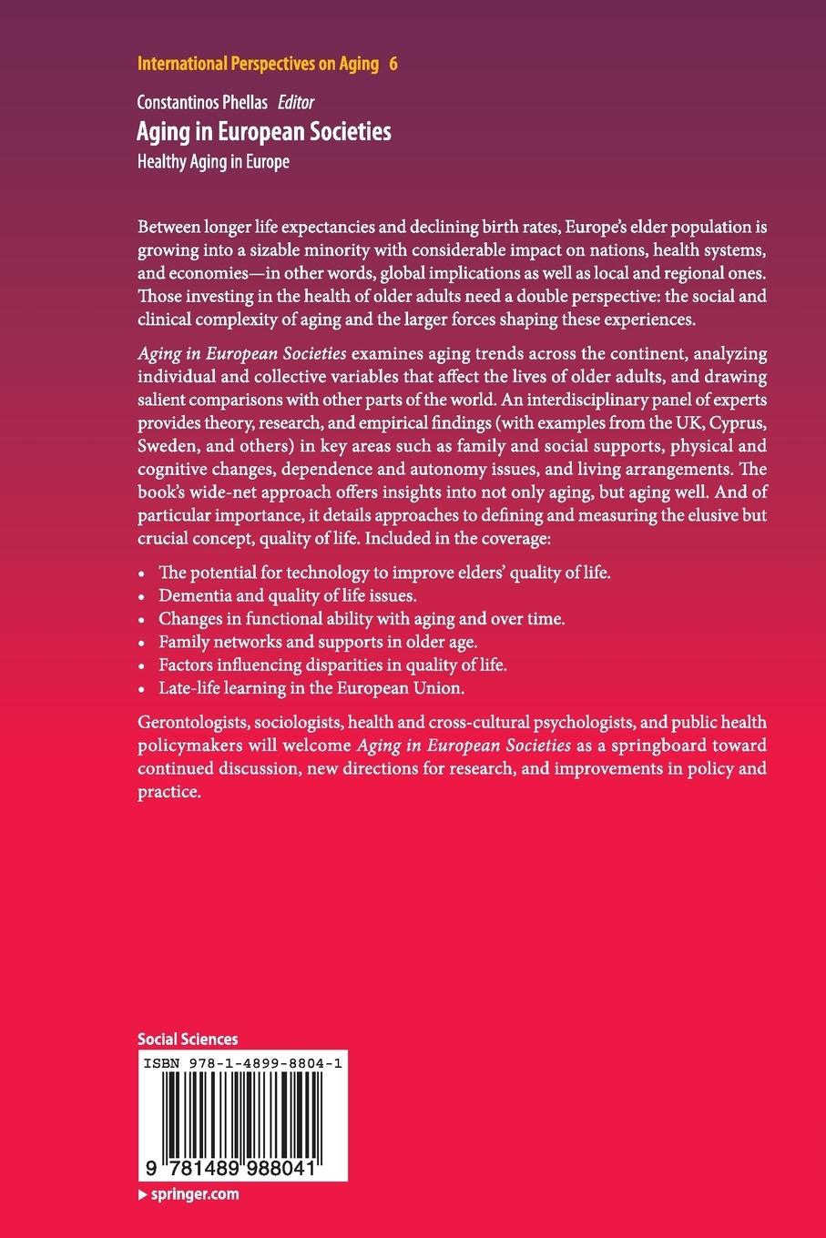 Rückseite: 9781489988041 | Aging in European Societies | Healthy Aging in Europe | Phellas | Buch
