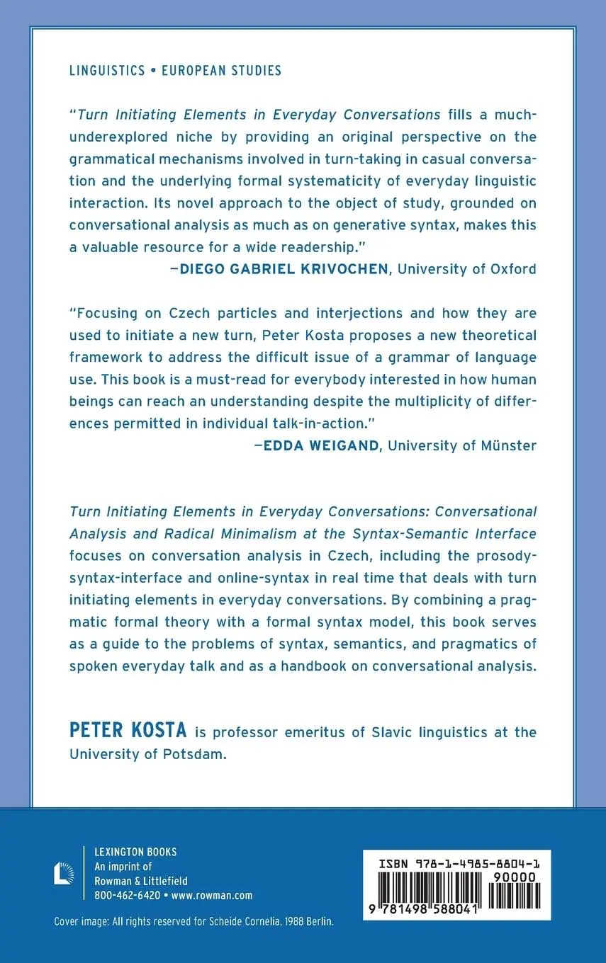 Rückseite: 9781498588041 | Turn Initiating Elements in Everyday Conversations | Peter Kosta