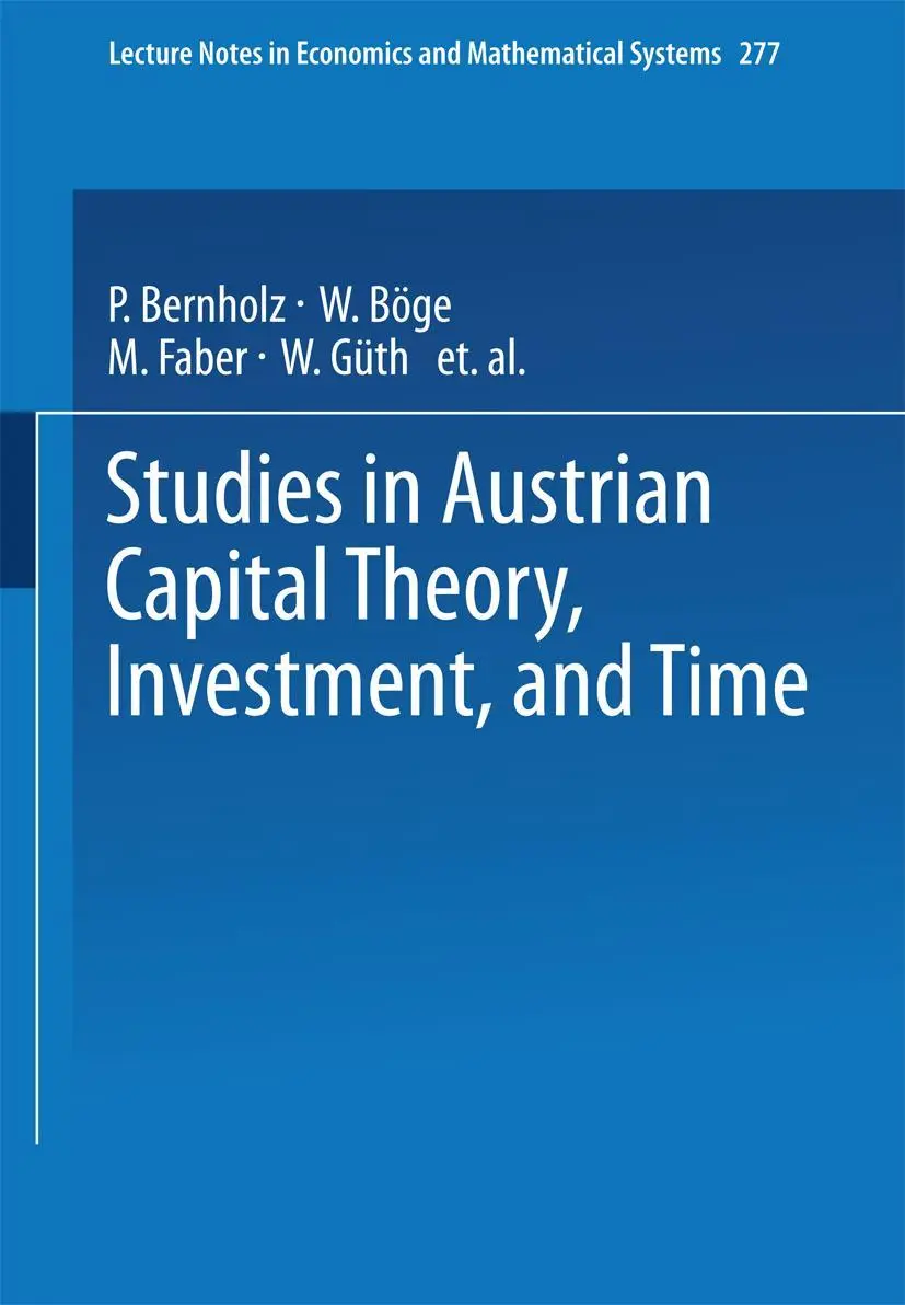 Cover: 9783540168041 | Studies in Austrian Capital Theory, Investment, and Time | Malte Faber