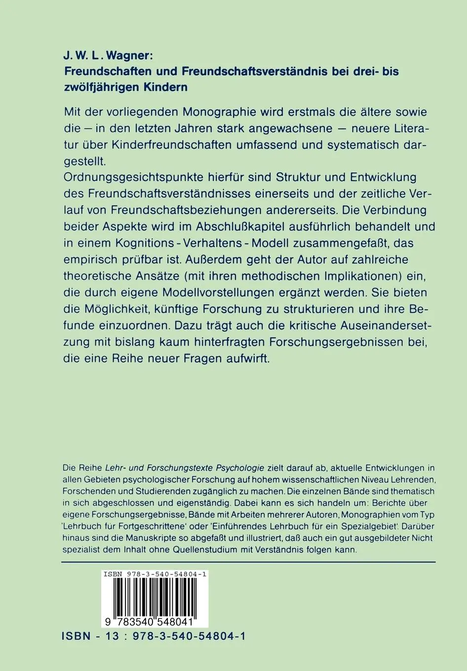 Rückseite: 9783540548041 | Freundschaften und Freundschaftsverständnis bei drei- bis...