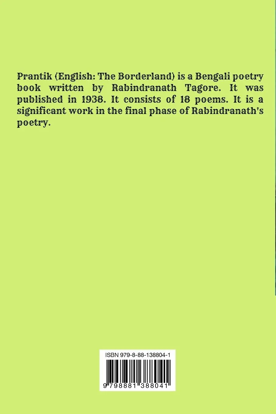 Rückseite: 9798881388041 | Prantik | Rabindranath Tagore | Taschenbuch | 2026 | Blurb