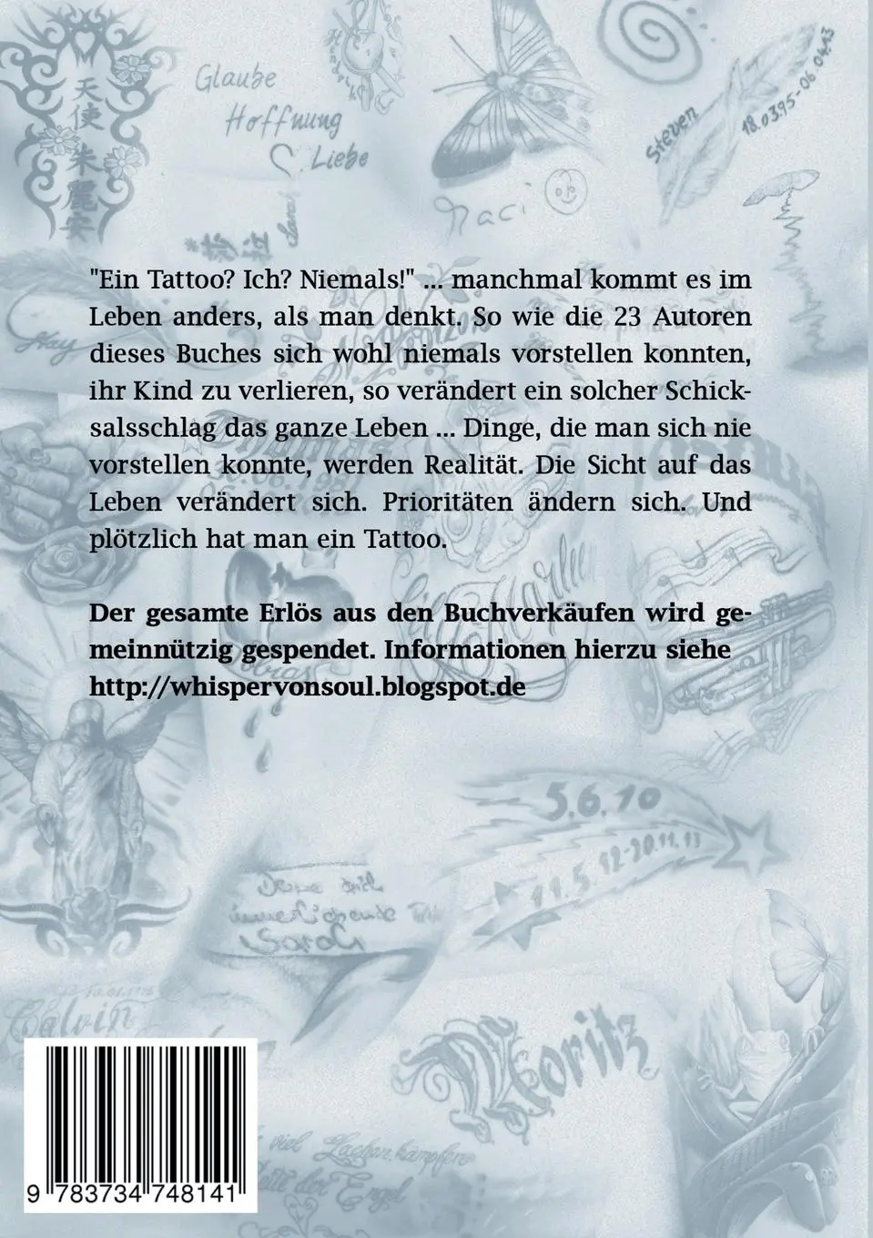 Rückseite: 9783734748141 | Tintenschmerz | Tattoos erzählen von unseren verstorbenen Kindern