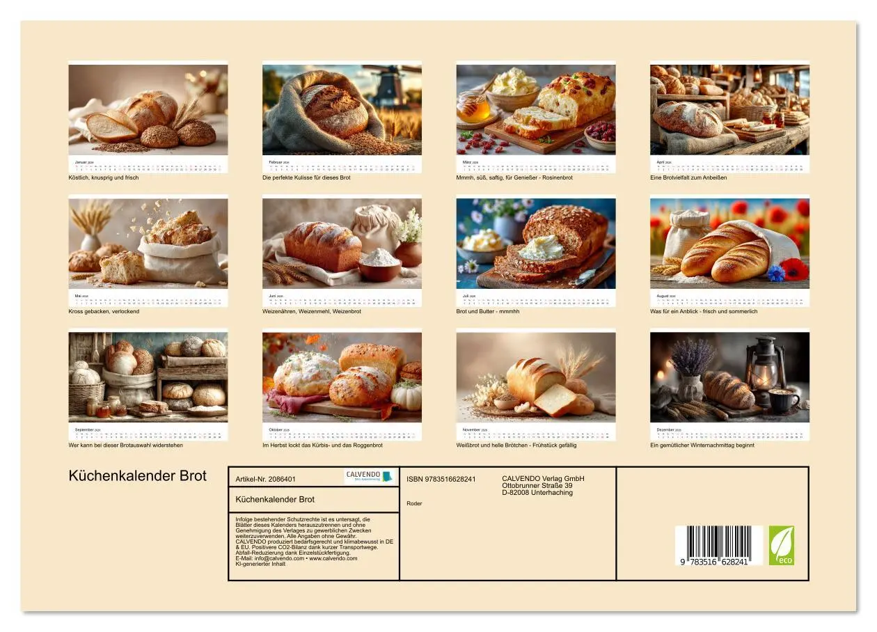 Bild: 9783516628241 | Küchenkalender Brot (hochwertiger Premium Wandkalender 2026 DIN A2...