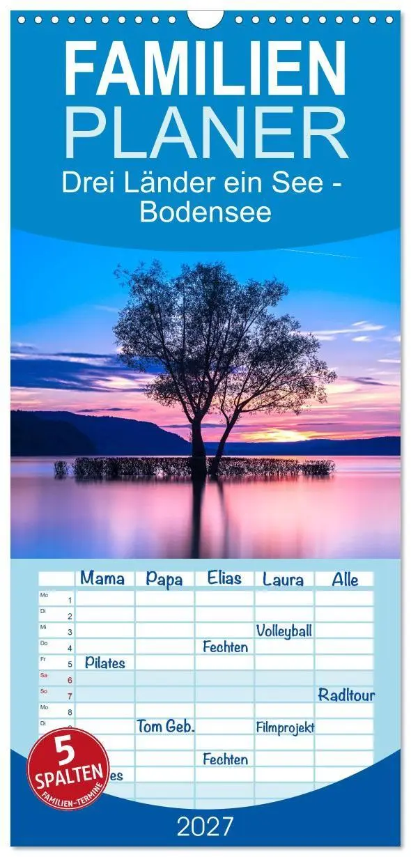 Cover: 9783516798241 | Familienplaner 2027 - Drei Länder ein See - Bodensee mit 5 Spalten...
