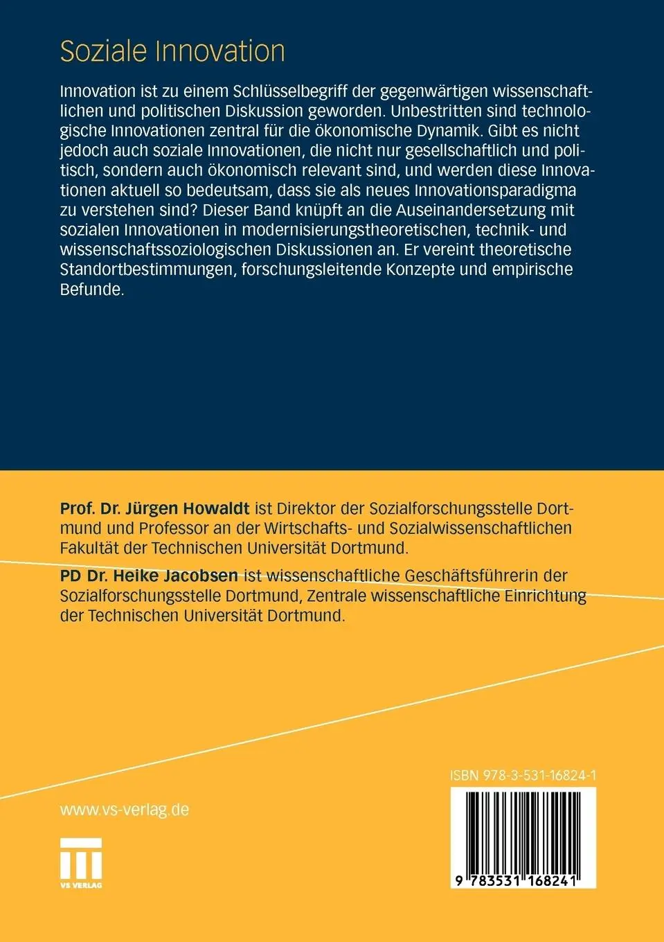 Rückseite: 9783531168241 | Soziale Innovation | Heike Jacobsen (u. a.) | Taschenbuch | 396 S.