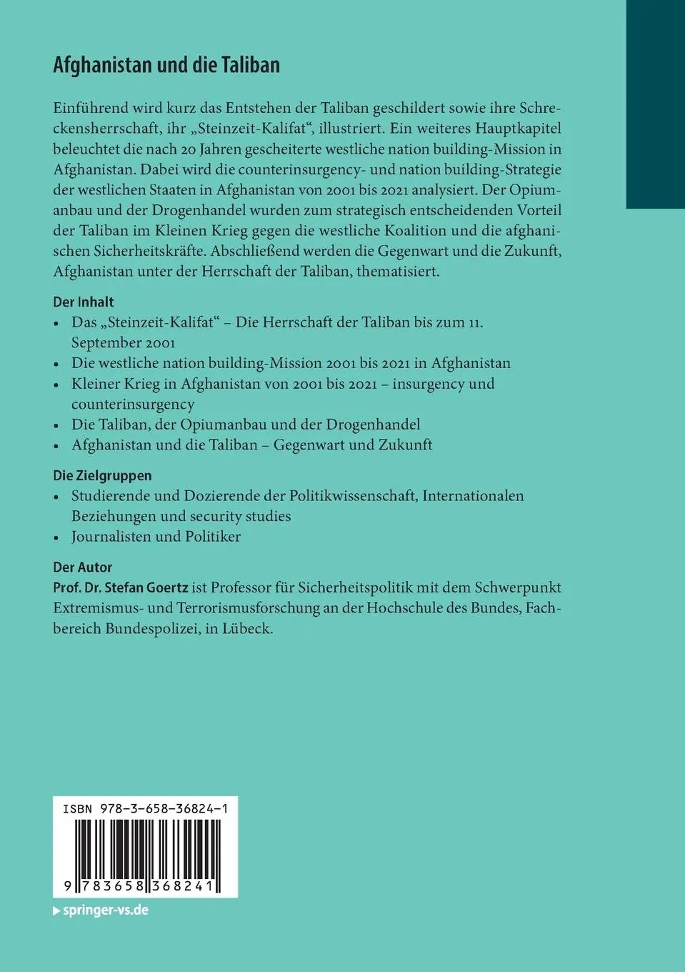 Rückseite: 9783658368241 | Afghanistan und die Taliban | Ein Überblick | Stefan Goertz | Buch
