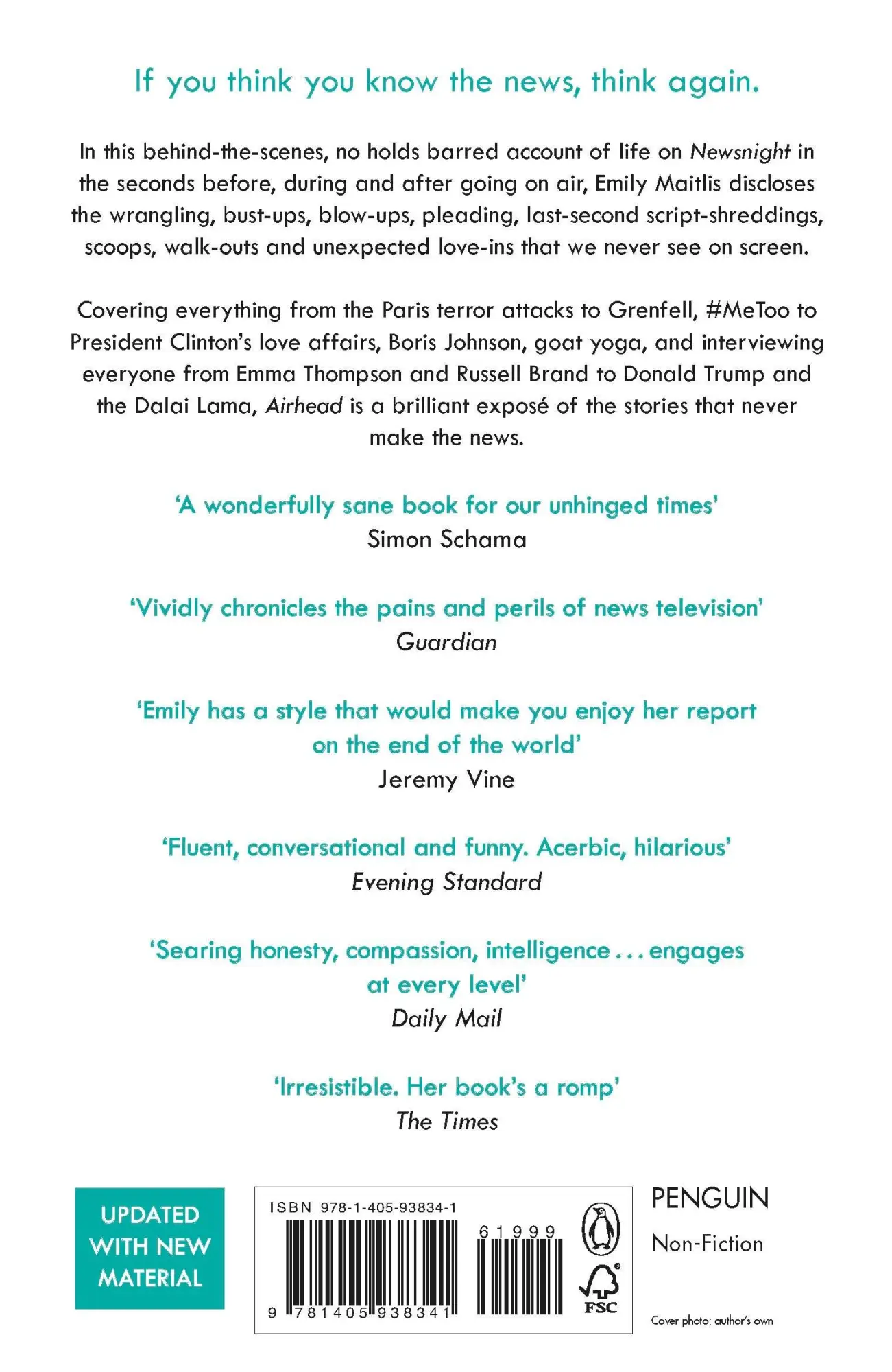 Rückseite: 9781405938341 | Airhead | The Imperfect Art of Making News | Emily Maitlis | Buch