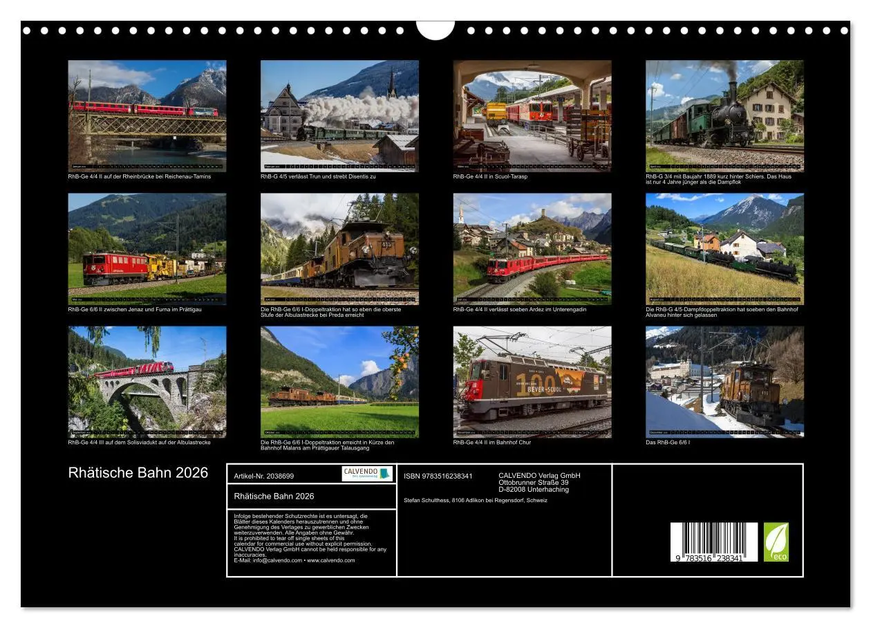 Bild: 9783516238341 | Rhätische Bahn 2026 (Wandkalender 2026 DIN A3 quer), CALVENDO...