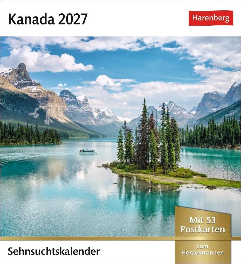 Cover: 9783840038341 | Kanada Sehnsuchtskalender 2027 - Wochenkalender mit 53 Postkarten
