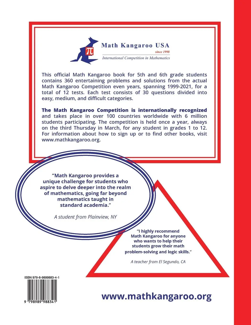 Rückseite: 9798989988341 | Math Kangaroo Problems and Solutions - Grades 5 &amp; 6 - Odd Years | Usa
